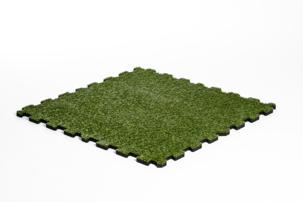Sportboden Puzzle ( Interlocking System ) mit Kunstrasenoberfläche 478 x 478 mm